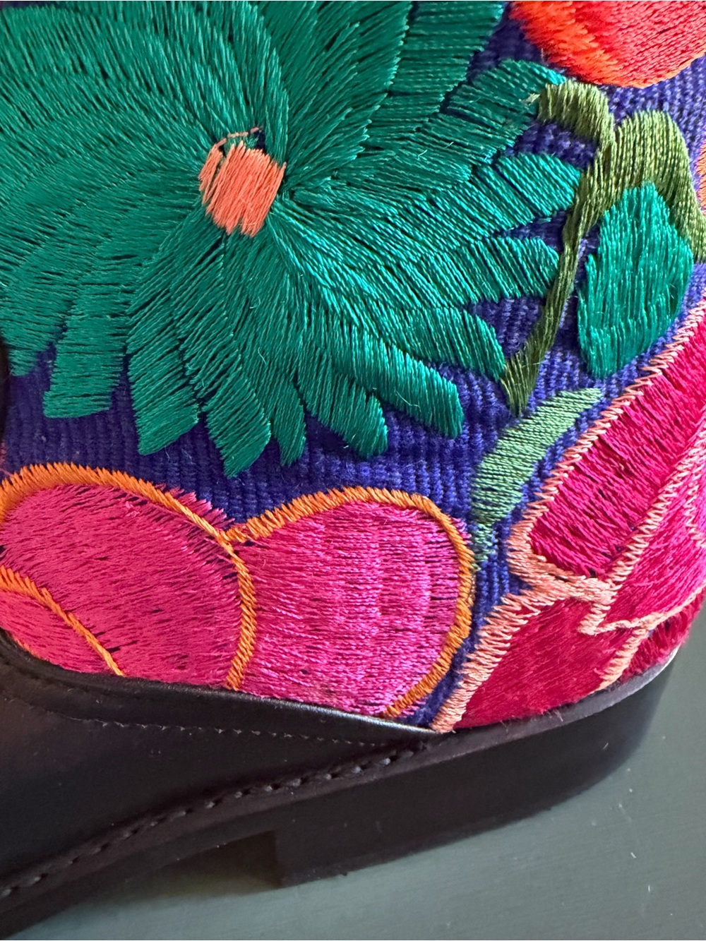 Handmade leather Guatemala Teysha Floral Embroidered Ankle Boots 38 - Picture 11 of 11